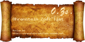 Ohrenstein Zsüliet névjegykártya